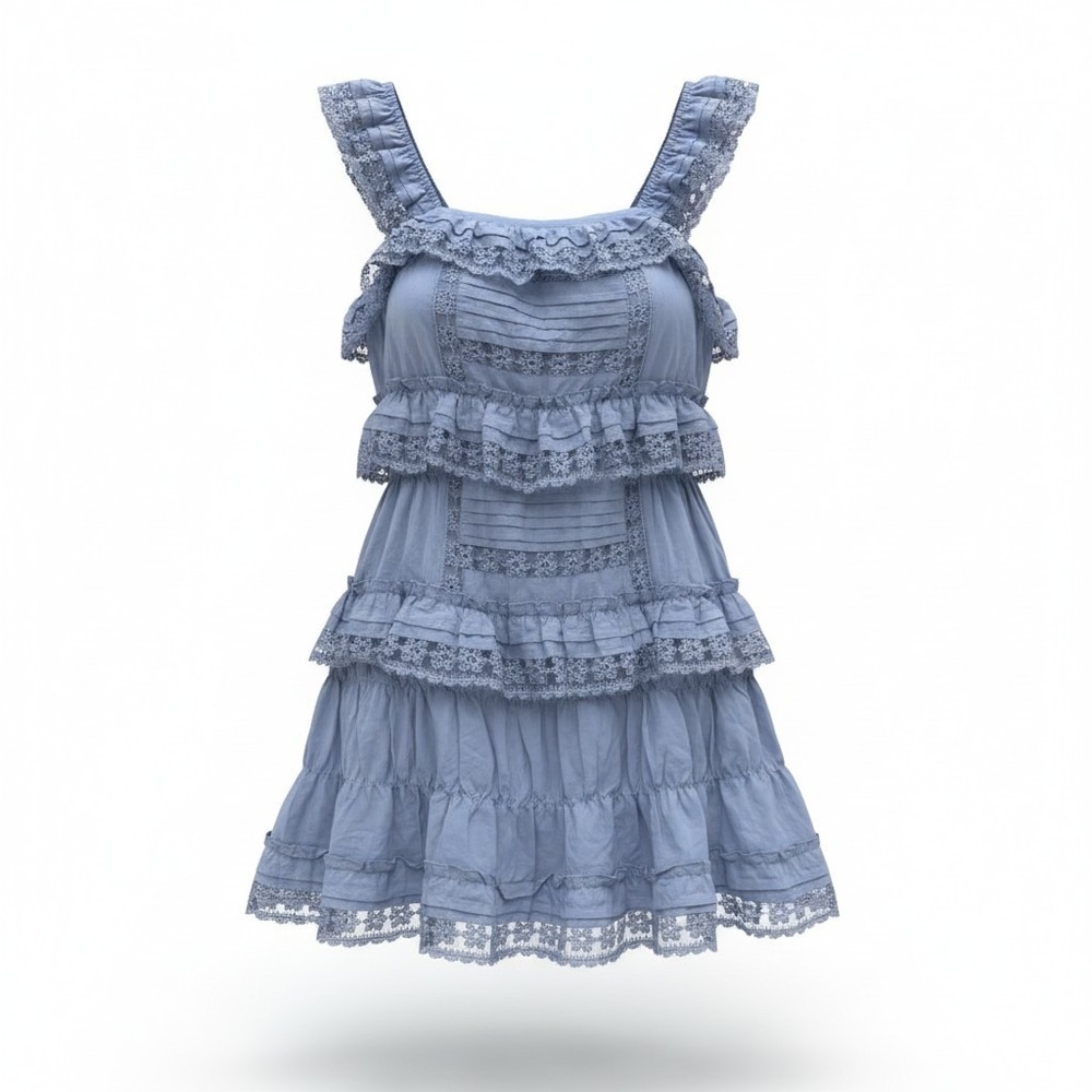 Gacaky Coquette Fairy Lace Ruffle Babydoll Dress Women Size Small Cottagecore